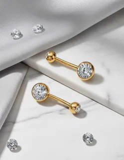 10 Peças Kit Atacado - Piercings Titânio Bananabell Banho PVD Dourado