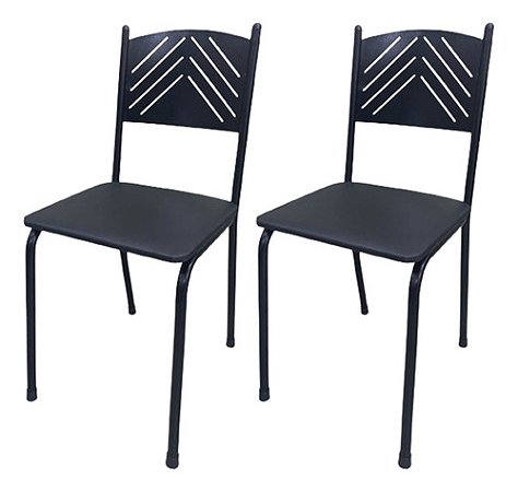 Kit 2 Cadeira Cozinha Jantar Metal Tubular Almofadada