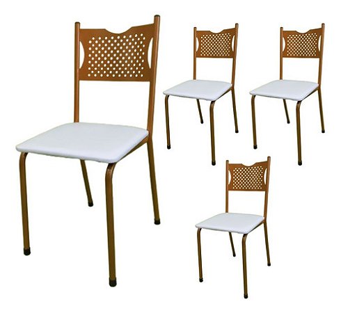 Kit 4 Cadeira De Cozinha Mc Jantar Tubular Dourada Estrutura