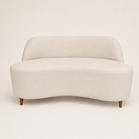 Sofá Curvo Orgânico 2 Lugares Bouclê Design Moderno