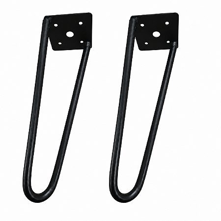kit 2 Pés De Ferro Hairpin Legs 20cm Preto Medcombo Para Mesa