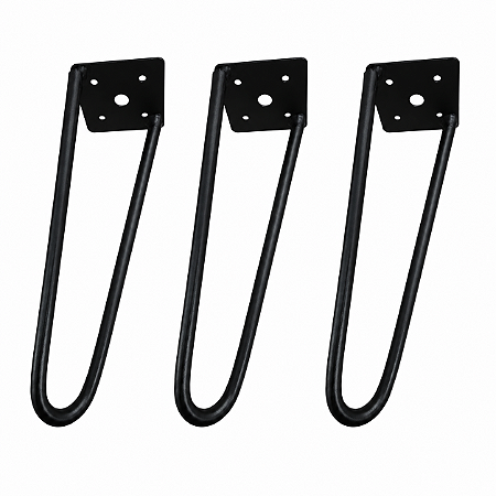 kit 3 Pés De Ferro Hairpin Legs 20cm Preto Medcombo Para Mesa