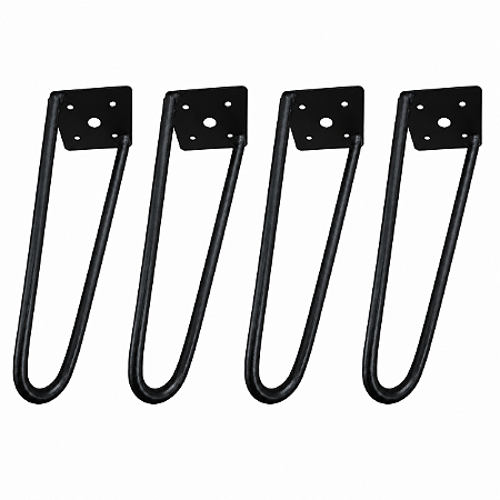 kit 4 Pés De Ferro Hairpin Legs 20cm Preto Medcombo Para Mesa