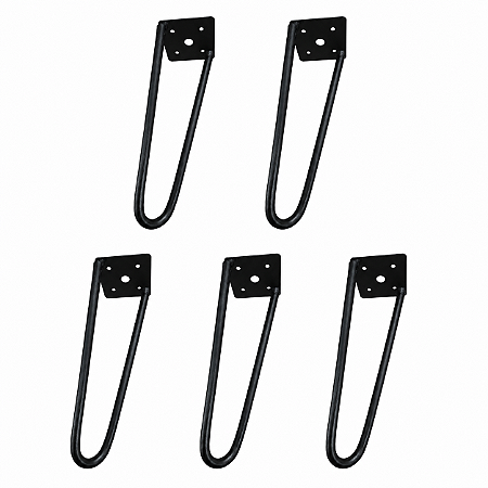kit 5 Pés De Ferro Hairpin Legs 20cm Preto Medcombo Para Mesa