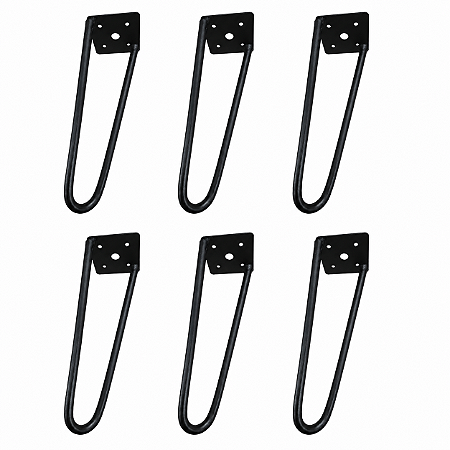 kit 6 Pés De Ferro Hairpin Legs 20cm Preto Medcombo Para Mesa