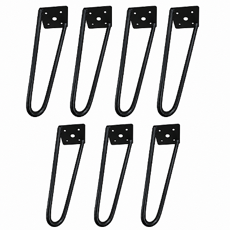 kit 7 Pés De Ferro Hairpin Legs 20cm Preto Medcombo Para Mesa