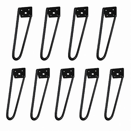 kit 9 Pés De Ferro Hairpin Legs 20cm Preto Medcombo Para Mesa