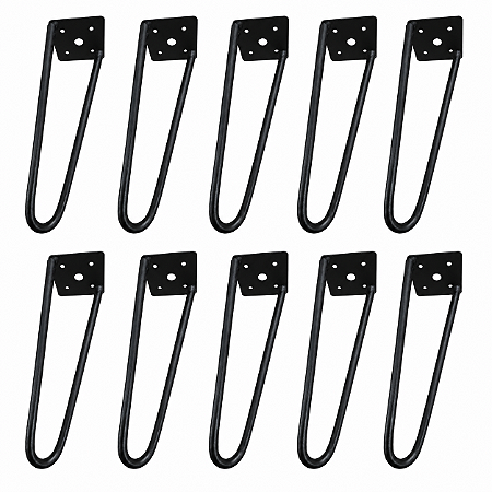 kit 10 Pés De Ferro Hairpin Legs 20cm Preto Medcombo Para Mesa
