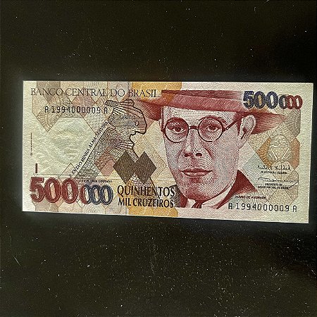 Cédula do Brasil - Quinhentos Mil Cruzeiros - Mario de Andrade - FE - ref.236