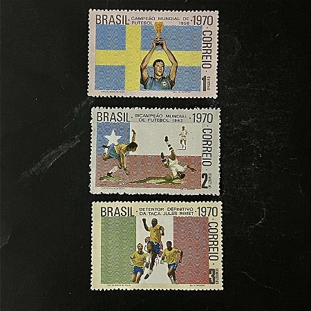 Série de Selos do Brasil - Brasil Tricampeão Mundial de Futebol - Brasil 1970 - Mint - ref.576
