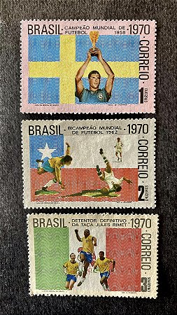 Série de Selos do Brasil - Brasil Tricampeão Mundial de Futebol - Brasil 1970 - Mint (ref.576)