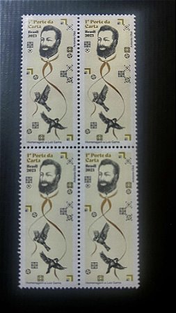 Quadra de Selos do Brasil - Homenagem a Luiz Gama - 2023 - mint - ref.117