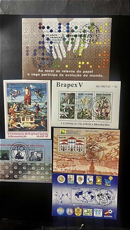06 Blocos de Selos do Brasil - com Carimbo Comemorativo -ref.58