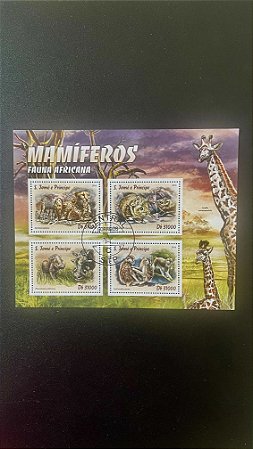 Bloco de Selos de S.Tomé e Príncipe - Mamíferos - Fauna Africana - ref.807