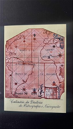 Bloco de Selos do Brasil - Centenario da Diretoria de Hidrografia e Navegação - 1976 - Mint - ref.519