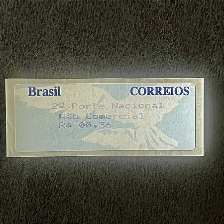 Selo Etiqueta Automato - Pomba Branca - Fundo Azul - 2o.Porte Nacional - Tarifa 0,36 - Mint - ref.177