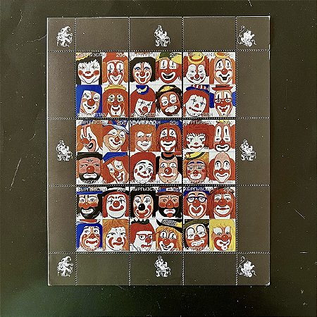 Bloco Grande de Selos Estrangeiros - Arte Circense e Palhaço - Quirguistão - 2000 - Mint - ref.587