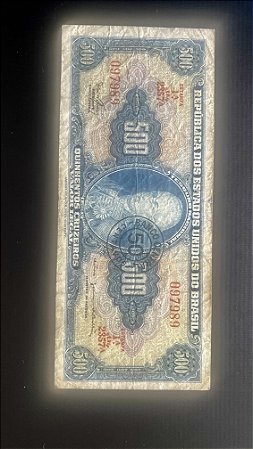 Cédula do Brasil - Quinhentos Cruzeiros -D.João VI- carimbo 50 centavos - Mbc - ref.183