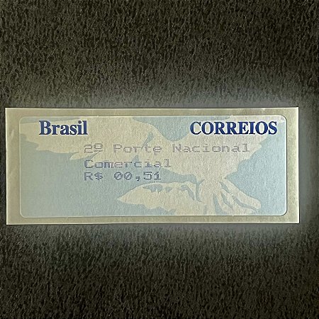 Selo Etiqueta Automato - Pomba Branca - Fundo Azul - 2o.Porte Nacional - Tarifa 0,51 - Mint - ref.186