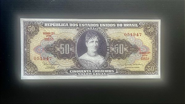 Cedula do Brasil - Cinquenta Cruzeiros - Carimbo 5 Centavos -Princesa Isabel - FE - ref.301