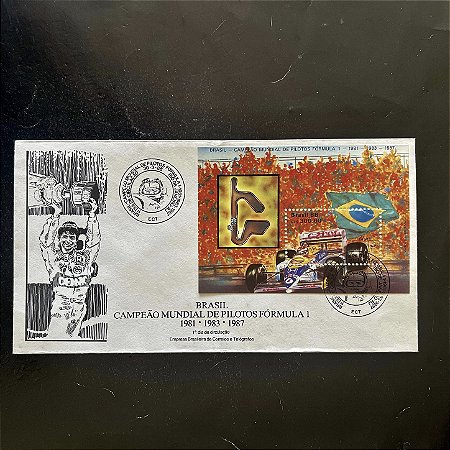 Envelope Comemorativo com Carimbo e Selo - Campeão Mundial de Pilotos Formula 1 - 1988 - FDC442 - ref.487