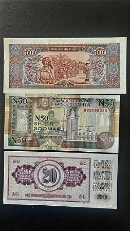 03 Cedulas Estrangeiras - Iugoslavia - Somalia - Lao - FE - ref.197
