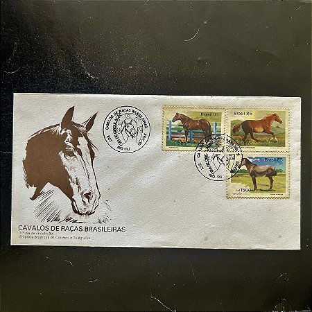Envelopes Comemorativo com Carimbo e Selo - Cavalos de Raças Brasileiras - 1985 - FDC355 - ref.303