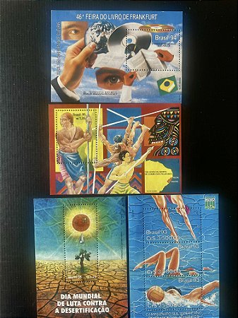 04 Blocos de Selos Comemorativos do Brasil - Mint - ref.242