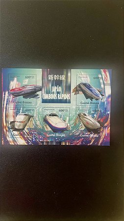 Bloco de Selos de Guiné-Bissau - Japão - Comboios Rápidos - Mint - ref.220