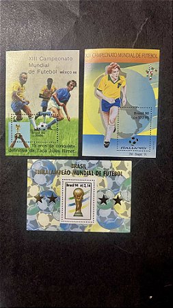 03 Blocos de Selos Comemorativos do Brasil - Mint