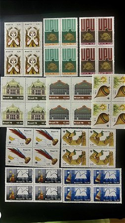 10 Quadras de Selos Comemorativos do Brasil - 1978 - 1979 - Mint - ref.246