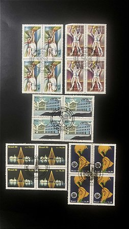 05 Quadras de Selos Comemorativos do Brasil - com carimbo Comemorativo - ref.249