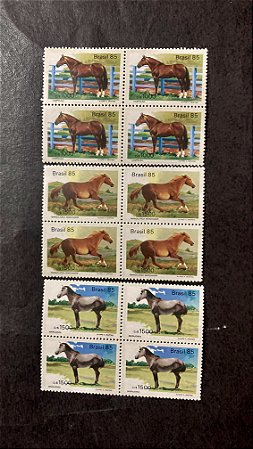 Quadra de Selos Brasil - Cavalos de Raças Brasileiras - 1985 - Mint