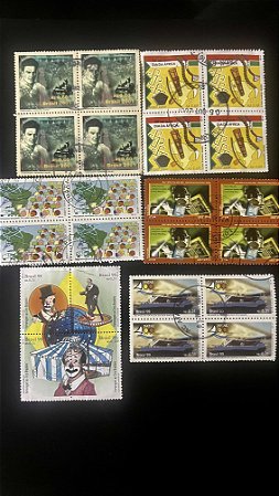 06 Quadras de Selos Comemorativos do Brasil - Circuladas com carimbo - ref.265