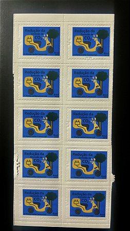 Cartela de Selos Regulares do Brasil - Redução da Emissão de CO2 - Adesivos - 2015 - Mint - ref.271