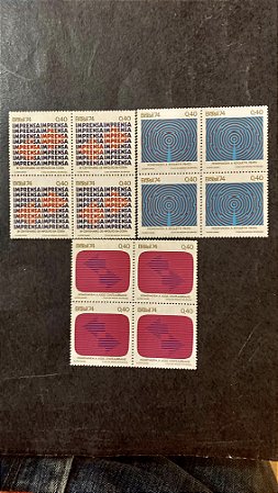 Quadra de Selos Brasil -Homenagem aos Meios de Comunicação - 1974 - Mint