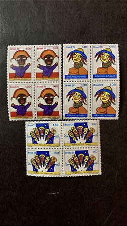 Quadra de Selos Brasil - Teatro Popular Brasileiro - Mamulengo - 1976 - Mint