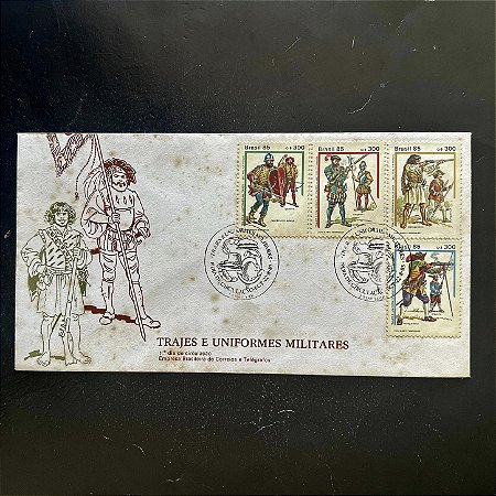 Envelopes Comemorativo com Carimbo e Selo - Trajes e Uniformes Militares - 1985 - FCD374 - ref.300