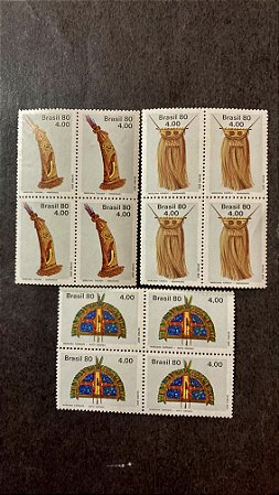 Quadra de Selos Brasil - Arte Indígena - 1980 - Mint