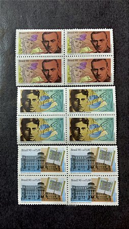 Quadra de Selos Brasil - Literatura Brasileira - Dia do Livro - 1990 - Mint