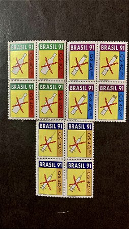 Quadra de Selos Brasil - Combate as Drogas - 1991 - Mint