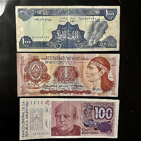 03 Cédulas Estrangeiras - Honduras - Argentina - Libano - Mbc - FE - ref.357