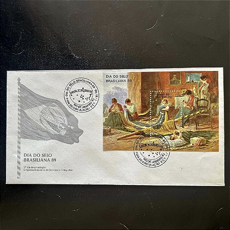 Envelope Comemorativo com Carimbo e Selo - Dia do Selo - Brasiliana 89 - 1988 - FDC450 - ref.390