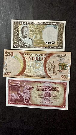03 Cédulas Estrangeiras - Guyana - Laos - Iugoslavia - FE  (ref.403)