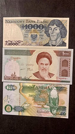 03 Cédulas Estrangeiras - Zambia -Iran - Polonia - FE  (ref.407)