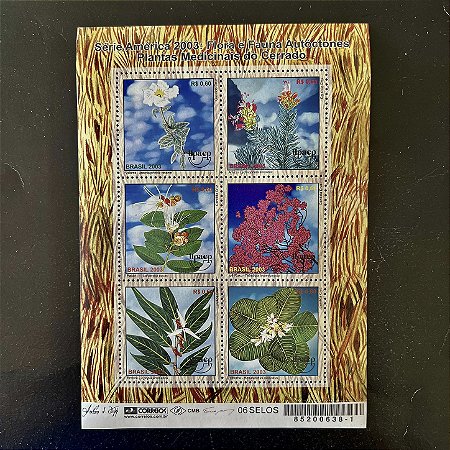 Bloco de Selos Comemorativos do Brasil - Plantas Medicinais do Cerrado - 2003 - Mint - ref.408