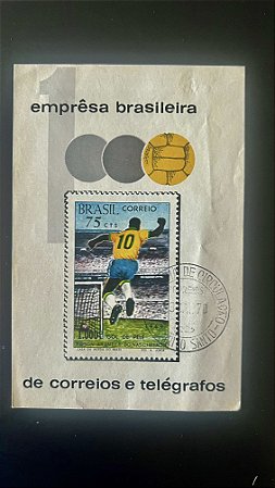 Bloco de Selos do Brasil - 1.000 Gol de Pele - 1969 - com carimbo - ref.448
