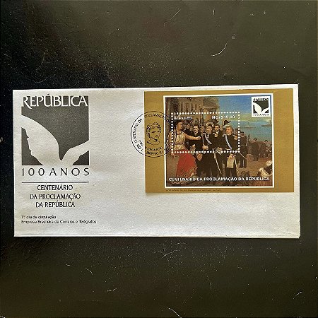 Envelope Comemorativo com Carimbo e Selo - Centenário da Proclamação da Republica - 1989 - FDC484 - ref.452