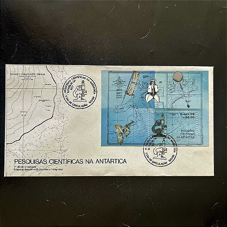 Envelope Comemorativo com Carimbo e Selo - Pesquisas Cientificas na Antartica - 1988 - FDC440 - ref.469