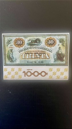 Bloco de Selos do Brasil - Milésima Agencia do Banco do Brasil - 1976 - Mint - ref.478